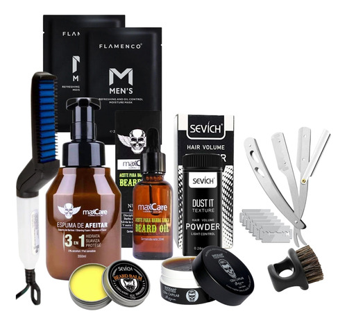 Kit Barbería Hombre Regalo Aceite/cera/navaja De Afeitar