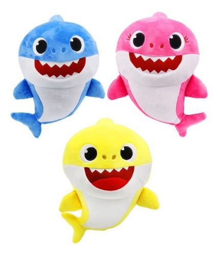 3 Peluche Baby Shark 35cm Con Sonido Brillará 2023