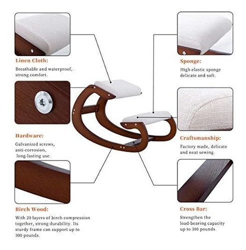 Imagen 5 de 8 de Ghsunter Silla Ergonómica De Rodillas, Silla De Rodilla Mec