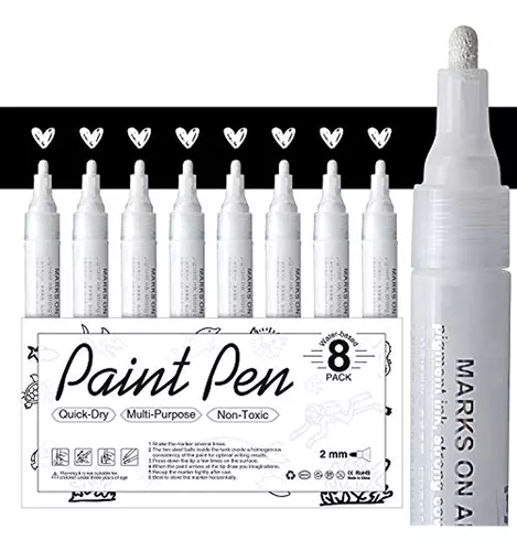  Marcador color con punta fina: blanco (1 paquete de 3), Blanco  : Arte y Manualidades
