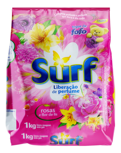 Sabão em pó Surf Rosas e Flor de Lis pacote 1 kg