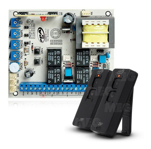 Central Placa Dupla 5t Ppa Motor Portão Pivotante 2 Controle Frequência 433mhz 110v/220v