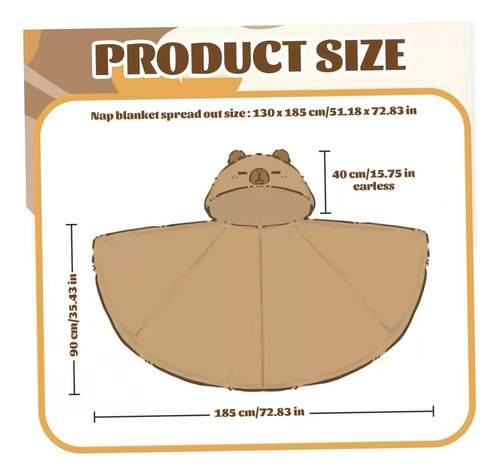 Funda De Capibara Suave Y Cálida Con Bolsillos, 185 X 130 Cm