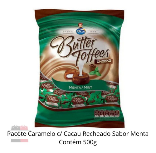 Bala De Caramelo Butter Toffees Chokko Menta 500g Arcor