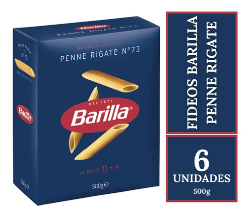 Fideos Penne Rigate Barilla Pack X 6 X 500g. - Italia