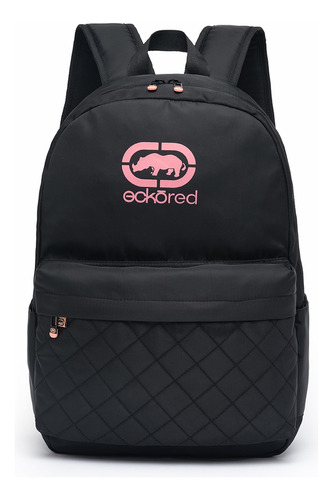 Mochila Para Notebook Feminina Grande Resistente Preta Cor Preto-Rosa