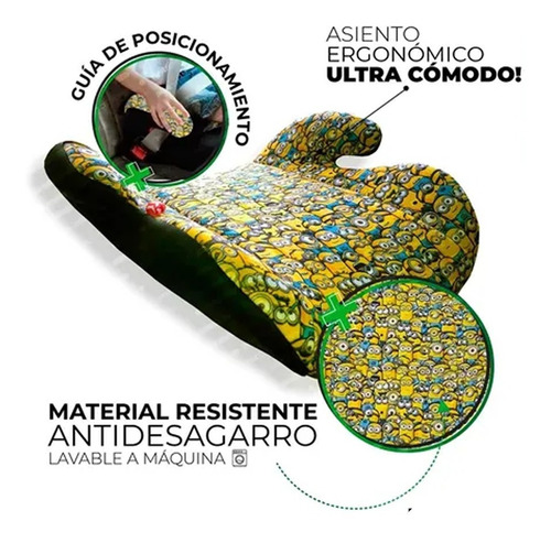 Imagen 8 de 9 de Booster Asiento De Auto Apoya Brazo Niños Minions 15-36kgs