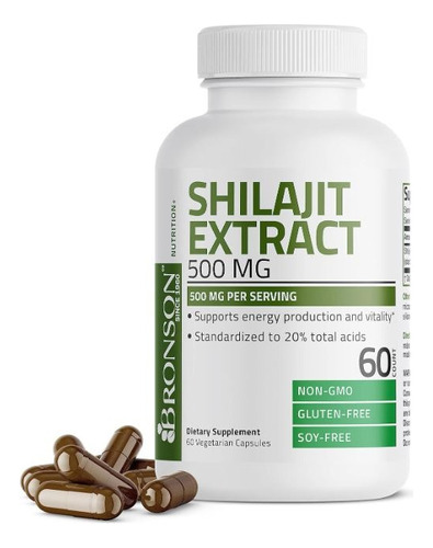 Extracto De Shilajit De 500 Mg Bronson 60 Caps + Vitalidad 