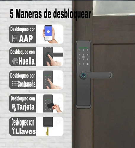 Cerradura Biometrica Inteligente Digital Huella Tarjeta App* Negro