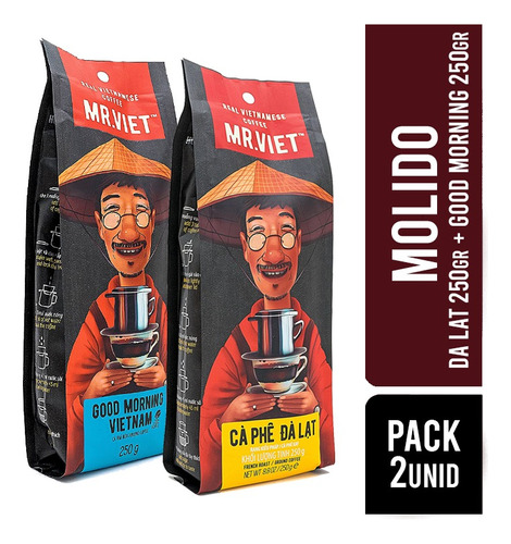 Pack Cafe Molido Da Lat + Robusta 250gr Mr Viet