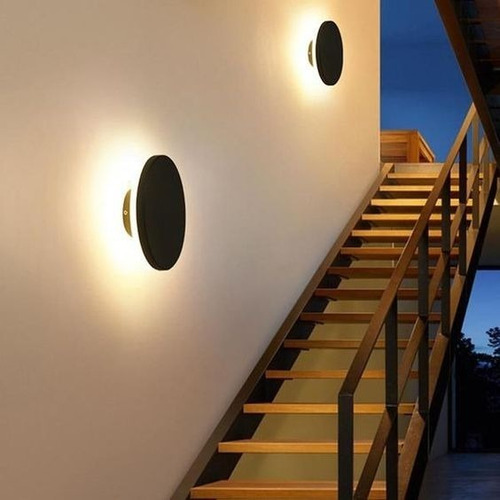 Aplique De Pared Led Circular 12w Puraluz Hogar Moderno Deco Estructura Negro