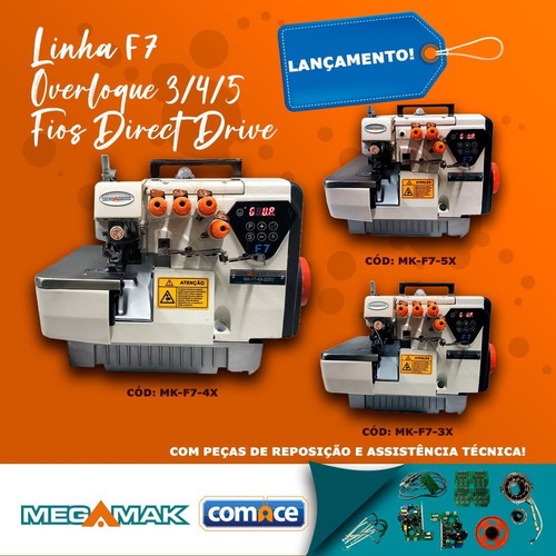 Overlock 4 Fios, Direc Drive F7-4 Fios-x 110 Ou 220v-megamak 220V