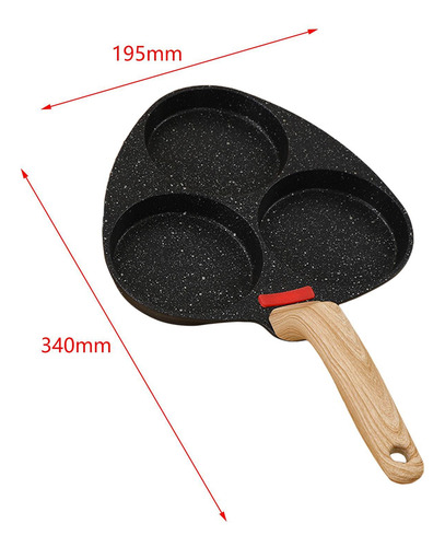 Sartén Antiadherente Para Huevos, Sartén 3 Agujeros Negro