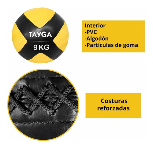 Balón Wall Ball 9 Kg Cross Funcional Gym Tayga