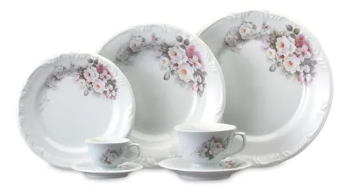 comprar Jogo Jantar Chá Café 84pç Porcelana Schmidt Eterna 12pessoas