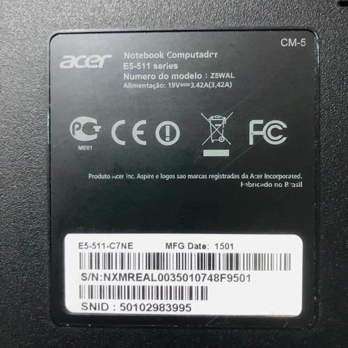Imagem 3 de 4 de Tampa Base Acer E5-511 Precisa Reparo