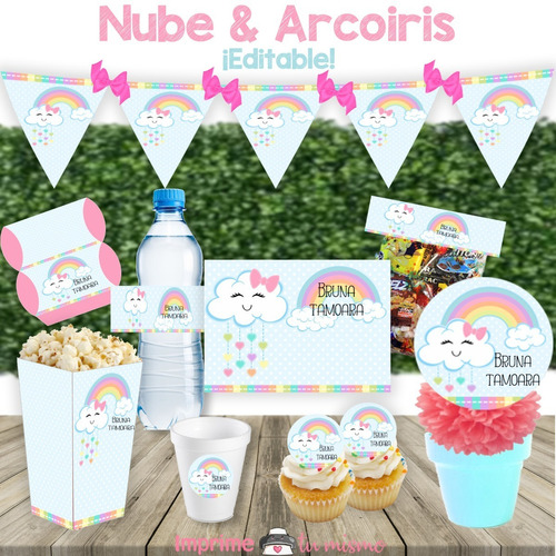 Kit Imprimible Nube Arcoiris Baby Shower