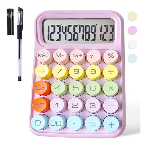 Calculadora Mecanica, Calculadora Rosa Linda Pantalla Lcd De