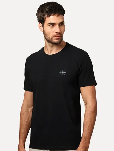 Camiseta Calvin Klein Jeans New Mono Logo Re Issue Preta Preta L/g