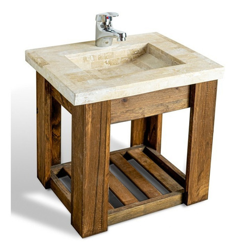 Imagen 5 de 10 de Vanit 40cm Bacha Travertino Inodoro Asiento Envio Gratis