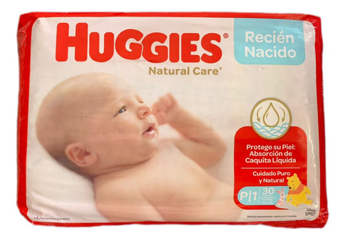 Pañales Huggies Natural Care Talla 1 - P De 30 Unidades