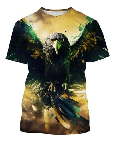 Camiseta Casual De Hombre Con Estampado 3d Águila Feroz