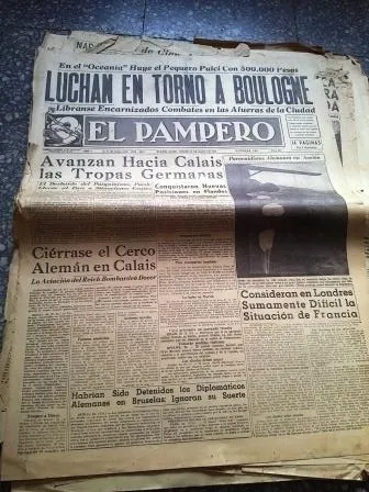 Diario El Pampero 23 Mayo 1940 Nacionalista Paginas 1 A 4 (Usado)