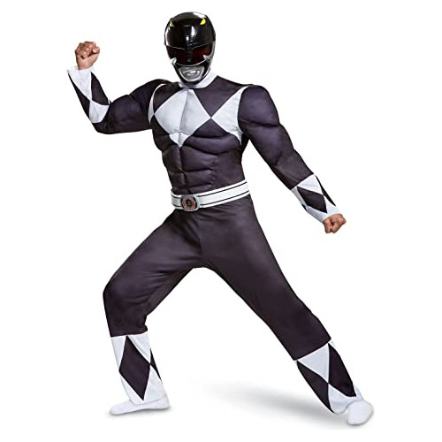 Disfraz De Hombre Ranger Negro Clásico Músculos Adult...