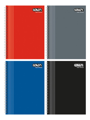 Cuaderno Universitario Triple Torre Mat 7mm 150 Hojas X 4ud