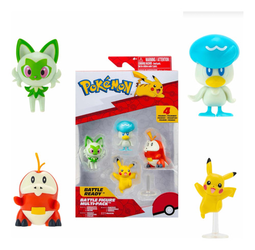 Pokemon Set 4 Personajes Pikachu Fuecoco Sprigatito Y Quaxly