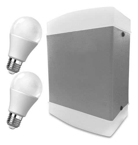 Aplique Difusor Gris Pared Curvo + Lámpara Led 9w Luz Cálida