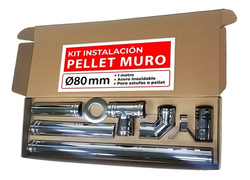 Kit Instalación Estufa A Pellet Inox Muro 80mm