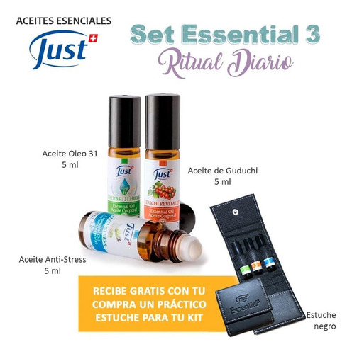 Imagen 3 de 8 de Set De Aceites Swiss Just Essential 3 Y Estuche Negro