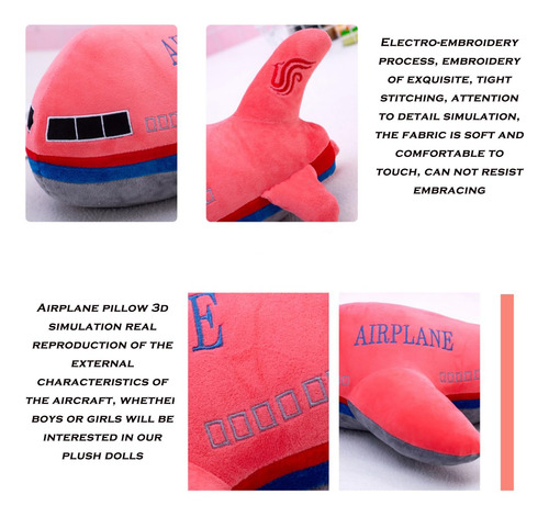 Zxmbeddings Almohada De Avion De Peluche De 15.7 Pulgadas, M