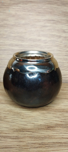 Mate De Calabaza Con Virola Labrada De Alpaca Negro
