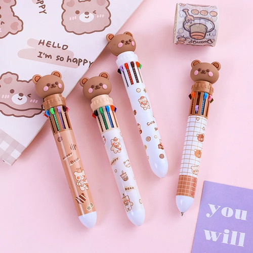 Aa Canetas De Urso Coloridas De Alta Qualidade, Pacote Com 4