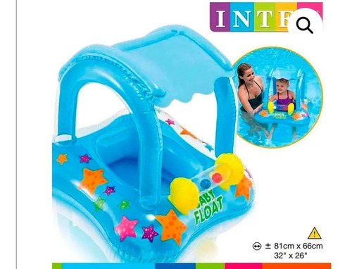 Imagen 3 de 5 de Salvavida Inflable Para Bebe Con Techo Flotador Intex