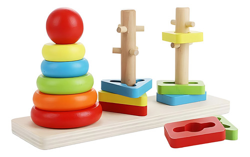 Juguete Torre De Encaje Con Dificultad De Madera Montessori