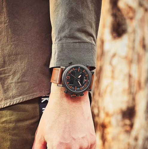 Relógio Naviforce Masculino Militar Esportivo Pulseira Couro