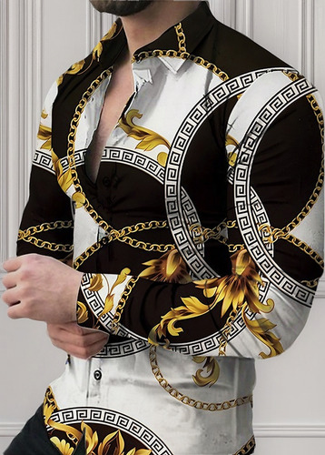 Camisa De Moda Informal For Hombre Con Estampado 3d