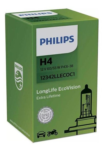 Lâmpada Halógena H4 Longlife Ecovision Philips 55/60w 12v