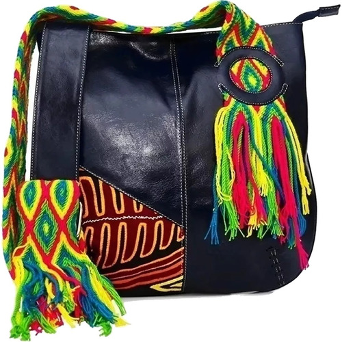 Bolso Carriel Tagua Correa Wayuu Para Mujer Cuero Artesanía