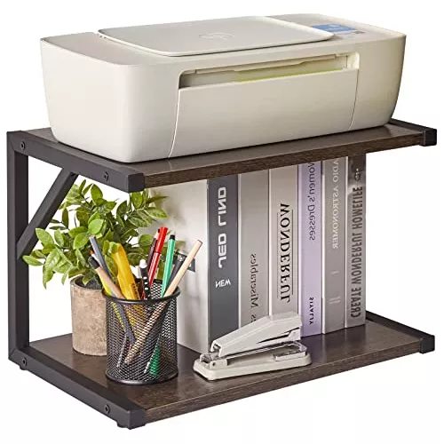 Soporte para impresora de escritorio de madera rústica, soporte de  impresora para el hogar, 2 niveles para impresora vintage, organizador de  espacio