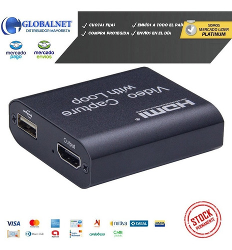 Capturadora Digital Hdmi Full Hd Con Salida Loop Out Win Mac