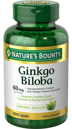 Nature's Bounty Ginkgo Biloba 60 Mg, 200 Cápsulas (17243)