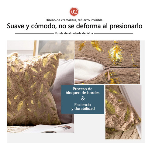 Dos Piezas De Funda De Cojín De Felpa Para Sala De Estar Marrón