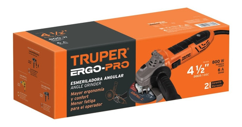 Pulidora Angular Profesional 4-1/2 , Ergo Pro, 800 W Truper