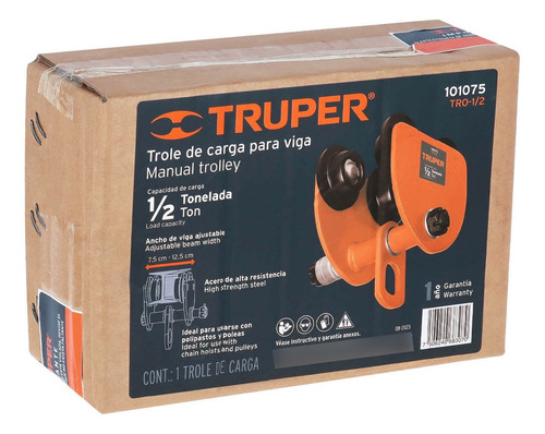 Trole Carga Vigas Ips E Ipr Ajustable 1/2 Ton Truper Tro-1/2