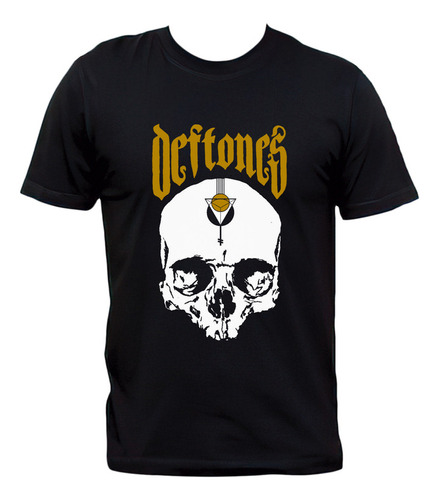 Remera Negra Deftones Calavera Nu Metal Algodón Premium