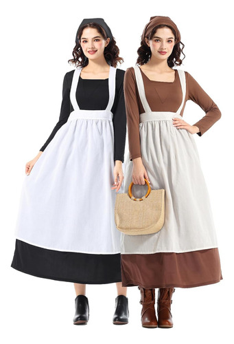 Disfraz De Sirvienta De Temporada Para Mujer, Vestido Largo